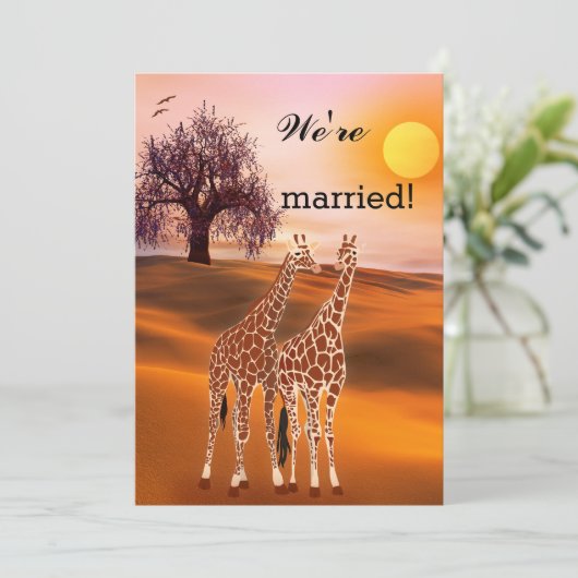 Giraffes Safari Zoo Post Wedding Invitation Kaart (Staand voorkant)