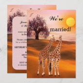 Giraffes Safari Zoo Post Wedding Invitation Kaart (Voorkant / Achterkant)