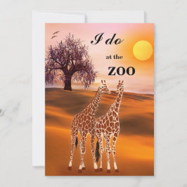 Giraffes Safari Zoo Wedding Invitation Kaart