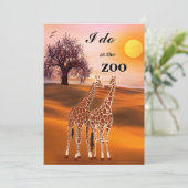 Giraffes Safari Zoo Wedding Invitation Kaart (Staand voorkant)