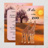 Giraffes Safari Zoo Wedding Invitation Kaart (Voorkant / Achterkant)