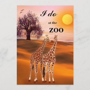 Giraffes Safari Zoo Wedding Invitation Kaart
