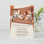 Giraffes Safari Zoo Wedding Invitation Kaart (Staand voorkant)