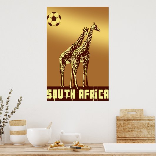 Giraffes Sunset South Africa World Soccer Safari Poster (Keuken)
