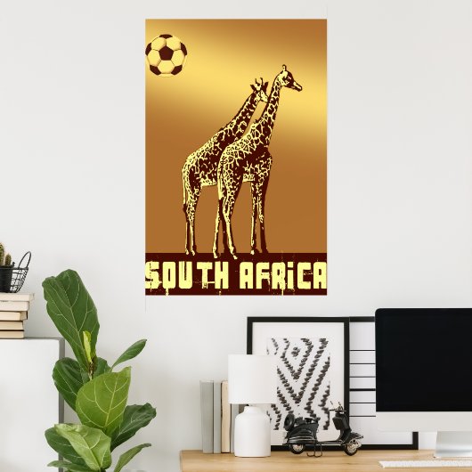 Giraffes Sunset South Africa World Soccer Safari Poster (Thuiskantoor)