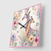 Giraffes tussen de bloeiende Afrikaanse bloemetjes Vierkante Klok (Hoek)