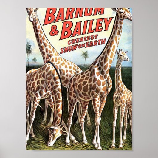 Giraffes van Barnum en Bailey Retro Theater Poster (Voorkant)