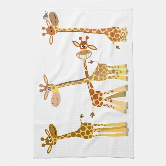 Giraffes van de cartoon: De keukenhandleiding Herd Theedoek (Verticaal)