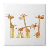 Giraffes van de cartoon: De Tegel van de herd Tegeltje (Voorkant)