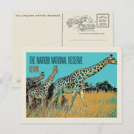 Giraffes van Kenia in Nairobi National Reserve Briefkaart (Voorkant / Achterkant)