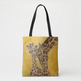 Giraffes van moeder en kind tote bag
