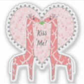 Giraffes van zogende roze sticker (Voorkant)