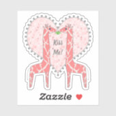 Giraffes van zogende roze sticker (Vel)