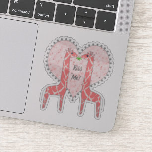 Giraffes van zogende roze sticker