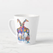 Giraffes voor kleurrijke regenboog Waterverf Latte Mok (Linkerhoek)