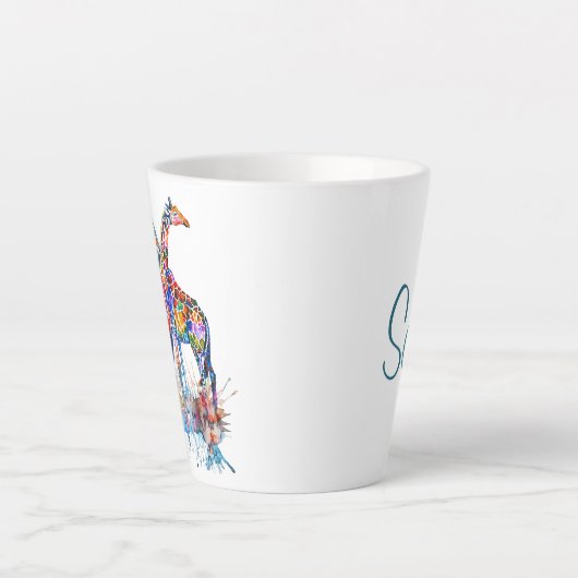 Giraffes voor kleurrijke regenboog Waterverf Latte Mok (Voorkant)