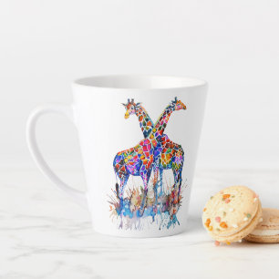 Giraffes voor kleurrijke regenboog Waterverf Latte Mok