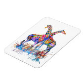 Giraffes voor kleurrijke regenboogWaterverf Magneet (Linkerzijde)