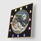 Giraffes wandelen onder het maanlicht van Afrika Vierkante Klok (Hoek)