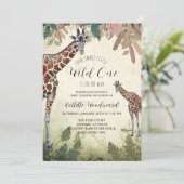 Giraffes Waterverf Wild One Baby shower Kaart (Staand voorkant)