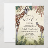 Giraffes Waterverf Wild One Baby shower Kaart (Voorkant / Achterkant)