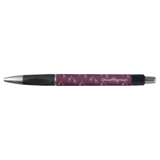 Giraffes Wild Animal Pattern Bourgogne Pen (Voorkant)