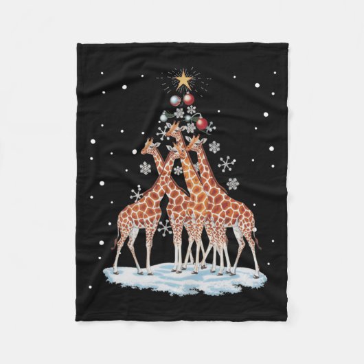 Giraffes Xmas Tree Giraffe Christmas Tree Merry Ch Fleece Deken (Voorkant)