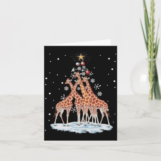 Giraffes Xmas Tree Giraffe Christmas Tree Merry Ch Kaart (Voorkant)