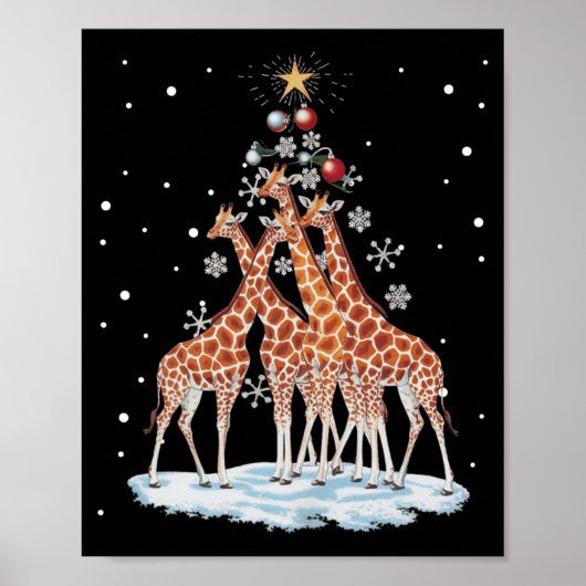 Giraffes Xmas Tree Giraffe Christmas Tree Merry Ch Poster (Voorkant)