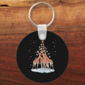 Giraffes Xmas Tree Giraffe Christmas Tree Merry Ch Sleutelhanger (Voorkant)