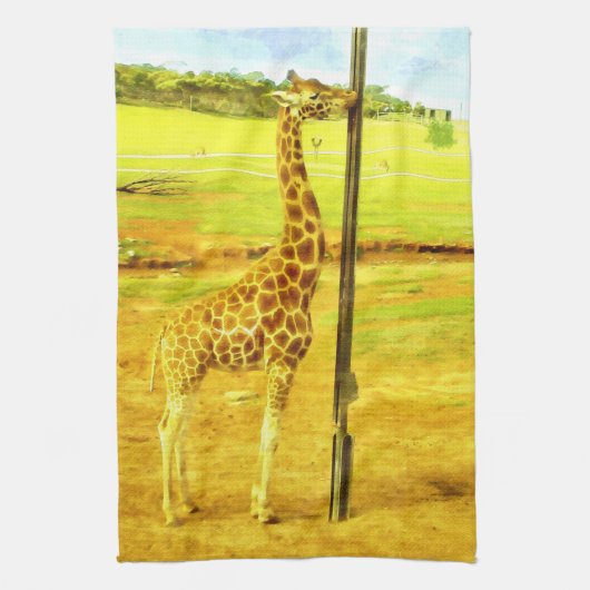 Giraffes zijn zo koude Waterverf, Theedoek (Verticaal)