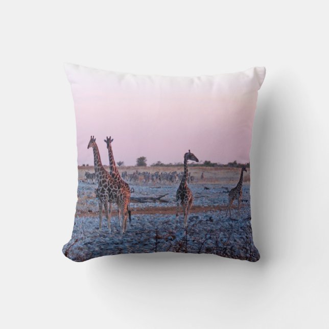 Giraffes Zonsondergang Namibië Afrika Kussen (Voorkant)