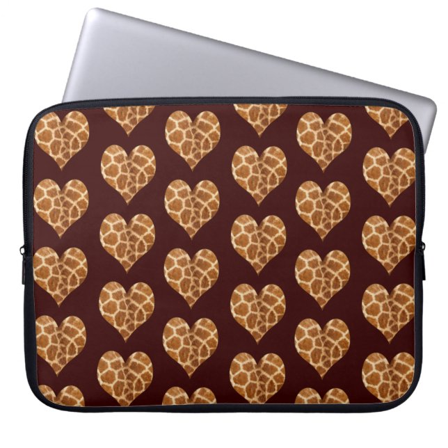 Giraffic Hearts Tiled Pattern Laptop Sleeve (Voorkant)