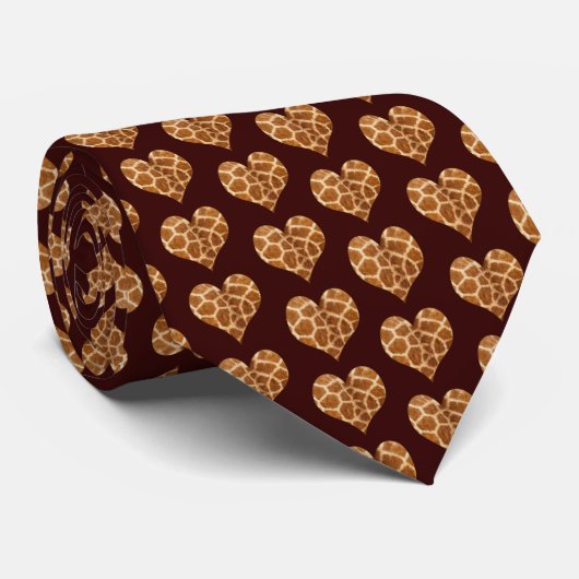 Giraffic Hearts Tiled Pattern Stropdas (Opgerold)