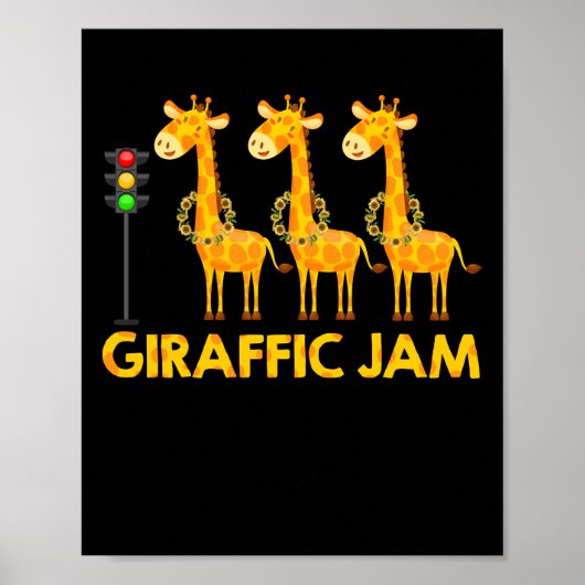 Giraffic Jam Cute Giraffe Traffic Light Poster (Voorkant)