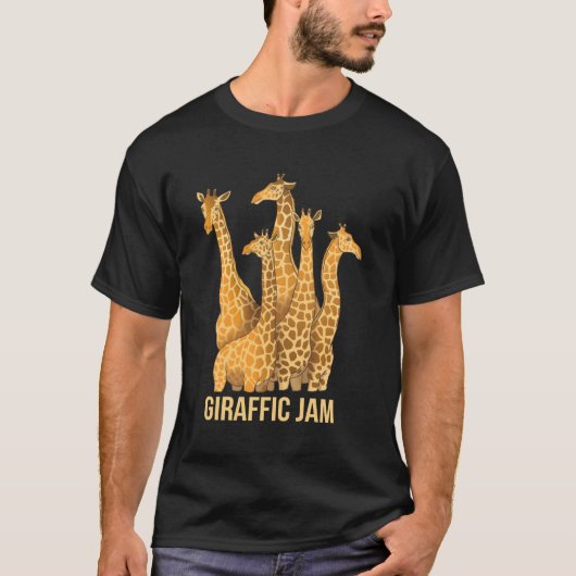 Giraffic Jam Giraffe Traffic Pun T-shirt (Voorkant)