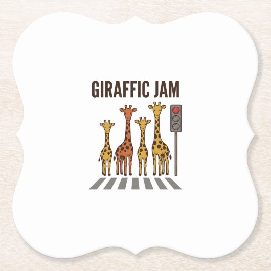 Giraffic Jam Grappige Giraffe Oversteekplaats Vint Kartonnen Onderzetters (Voorkant)