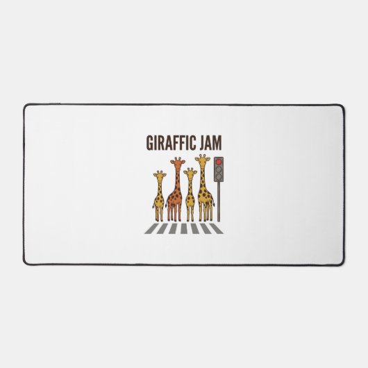 Giraffic Jam Grappige Giraffe Overstekend Vintage Bureaumat (Voorkant)