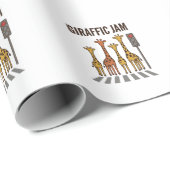 Giraffic Jam Grappige Giraffe Overstekend Vintage Cadeaupapier (Rol Hoek)
