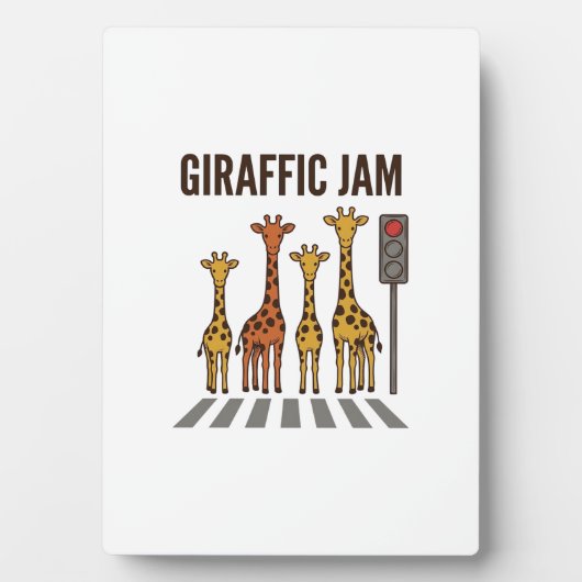 Giraffic Jam Grappige Giraffe Overstekend Vintage Fotoplaat (voorkant)