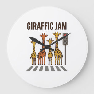 Giraffic Jam Grappige Giraffe Overstekend Vintage Grote Klok