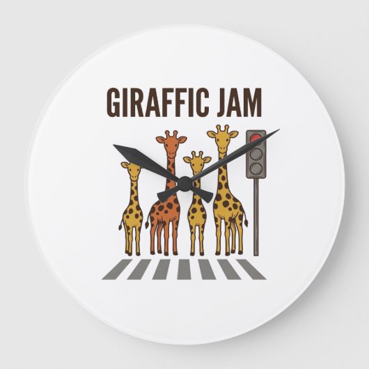 Giraffic Jam Grappige Giraffe Overstekend Vintage  Grote Klok (Voorkant)