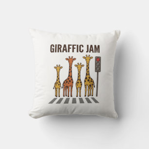 Giraffic Jam Grappige Giraffe Overstekend Vintage  Kussen