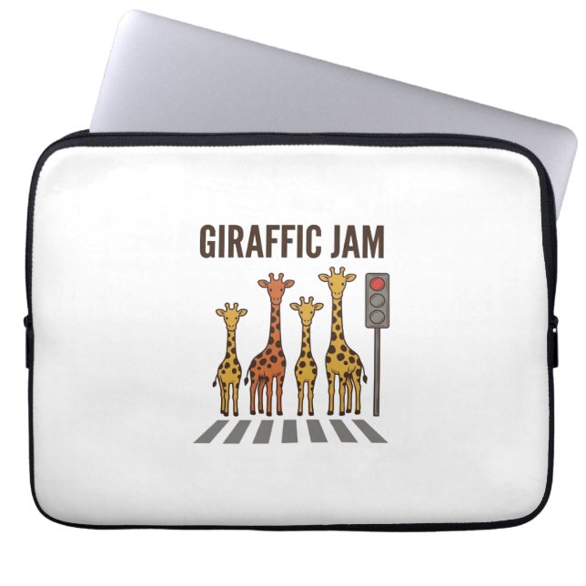 Giraffic Jam Grappige Giraffe Overstekend Vintage  Laptop Sleeve (Voorkant)