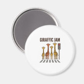 Giraffic Jam Grappige Giraffe Overstekend Vintage  Magneet (Voorkant / Achterkant)