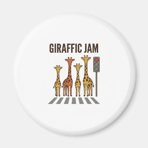 Giraffic Jam Grappige Giraffe Overstekend Vintage Magneet