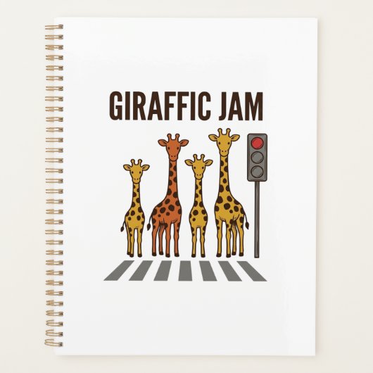Giraffic Jam Grappige Giraffe Overstekend Vintage Planner (Voorkant)