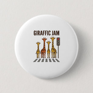 Giraffic Jam Grappige Giraffe Overstekend Vintage Ronde Button 5,7 Cm