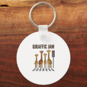 Giraffic Jam Grappige Giraffe Overstekend Vintage Sleutelhanger (Voorkant)