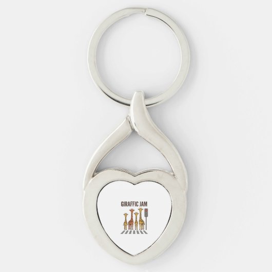 Giraffic Jam Grappige Giraffe Overstekend Vintage Sleutelhanger (Voorkant)